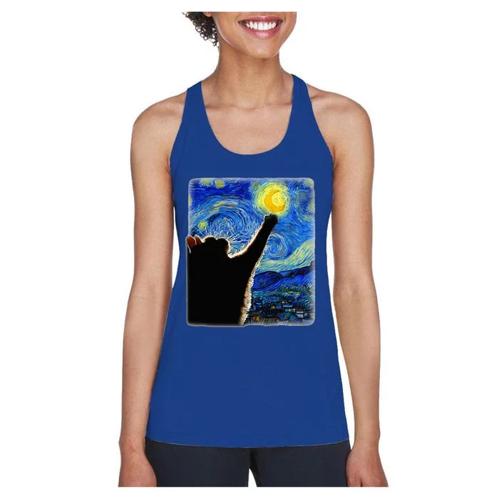 Van Gogh Starry Night Cat Classic Fit Cat Women's Racerback Tank