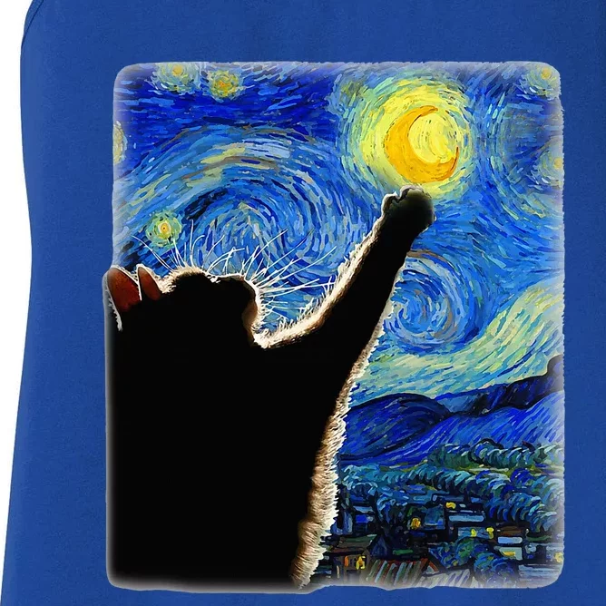 Van Gogh Starry Night Cat Classic Fit Cat Women's Racerback Tank