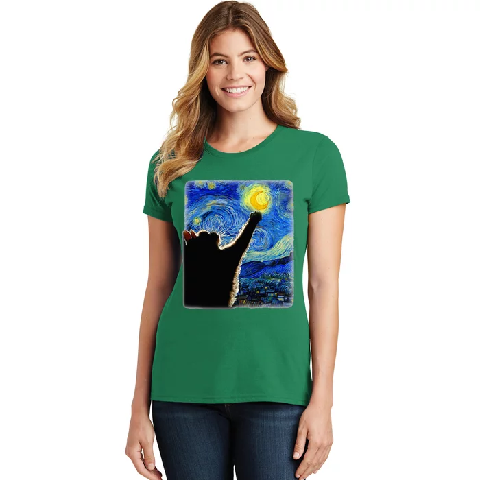 Van Gogh Starry Night Cat Classic Fit Cat Women's T-Shirt