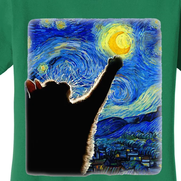 Van Gogh Starry Night Cat Classic Fit Cat Women's T-Shirt