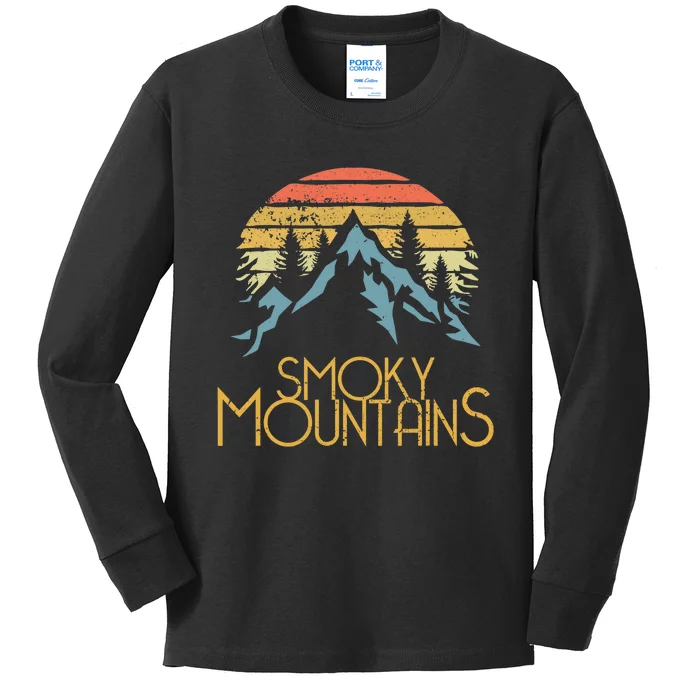 Vintage Great Smoky Mountains National Park GSMNP Kids Long Sleeve Shirt