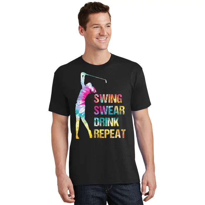 Vintage Golf Swing Swear Drink Repeat Love Golfing Golfer T-Shirt