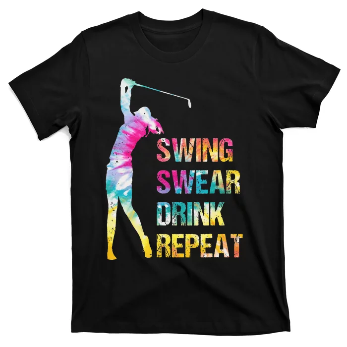 Vintage Golf Swing Swear Drink Repeat Love Golfing Golfer T-Shirt