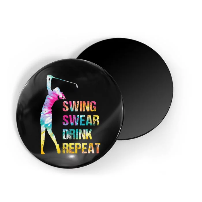 Vintage Golf Swing Swear Drink Repeat Love Golfing Golfer Magnet