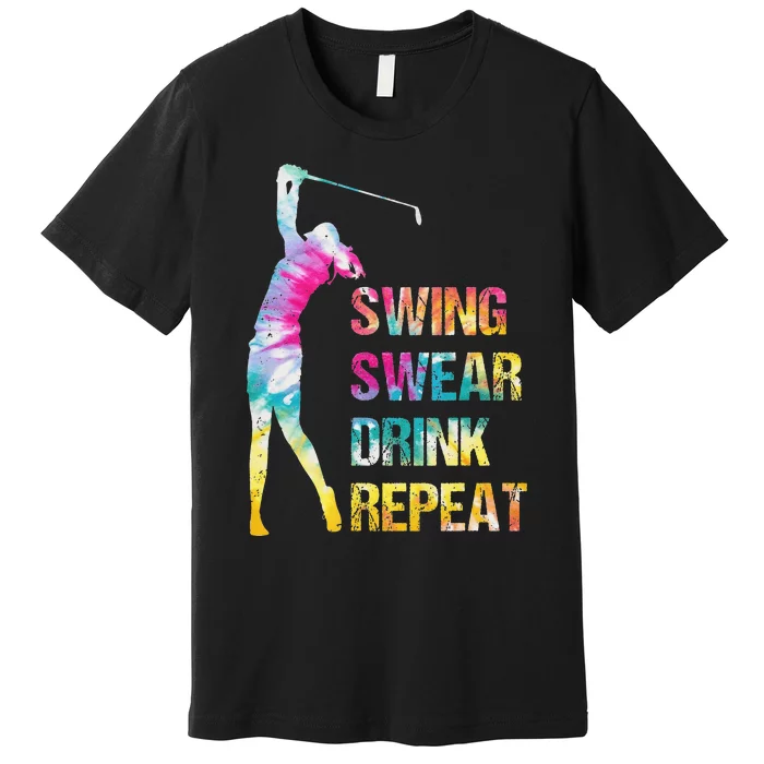 Vintage Golf Swing Swear Drink Repeat Love Golfing Golfer Premium T-Shirt