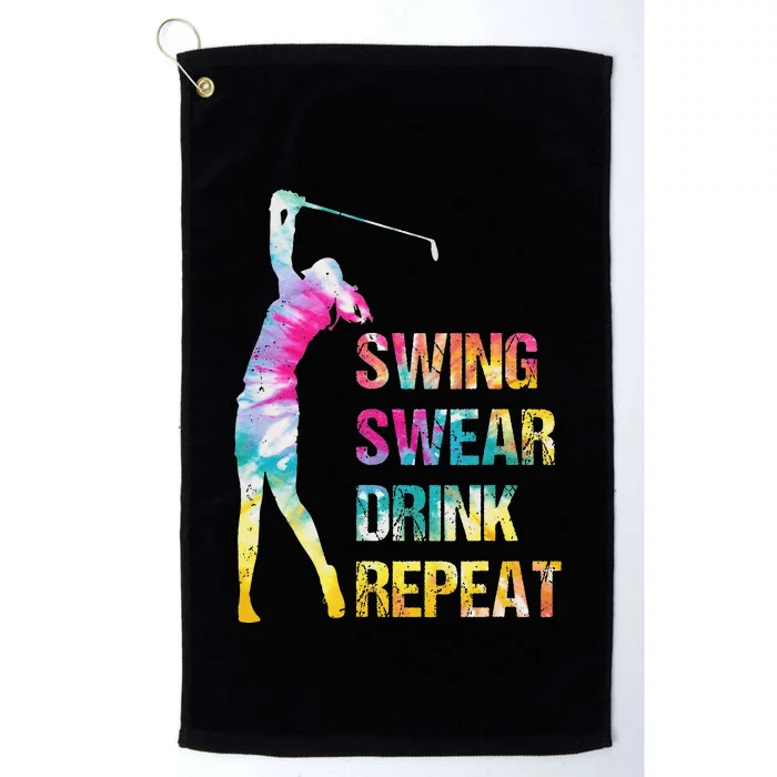 Vintage Golf Swing Swear Drink Repeat Love Golfing Golfer Platinum Collection Golf Towel