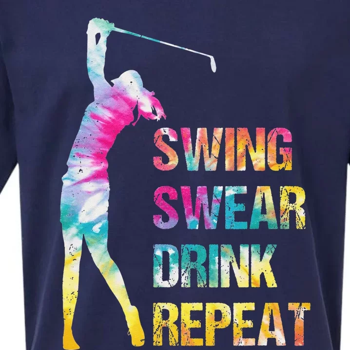 Vintage Golf Swing Swear Drink Repeat Love Golfing Golfer Sueded Cloud Jersey T-Shirt