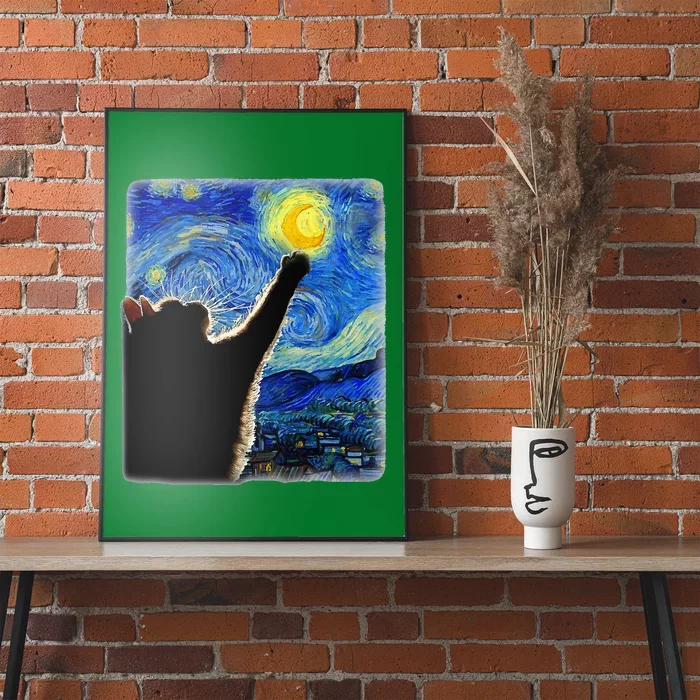 Van Gogh Starry Night Cat Poster