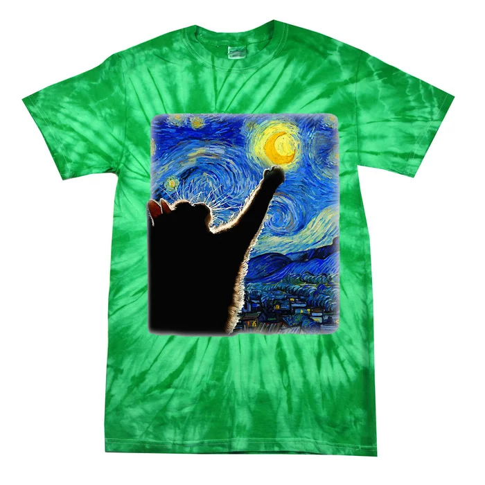 Van Gogh Starry Night Cat Tie-Dye T-Shirt