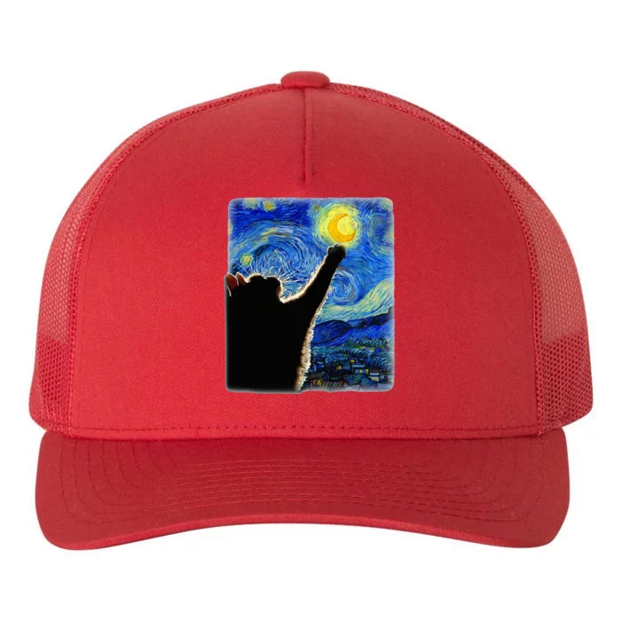 Van Gogh Starry Night Cat Yupoong Adult 5-Panel Trucker Hat