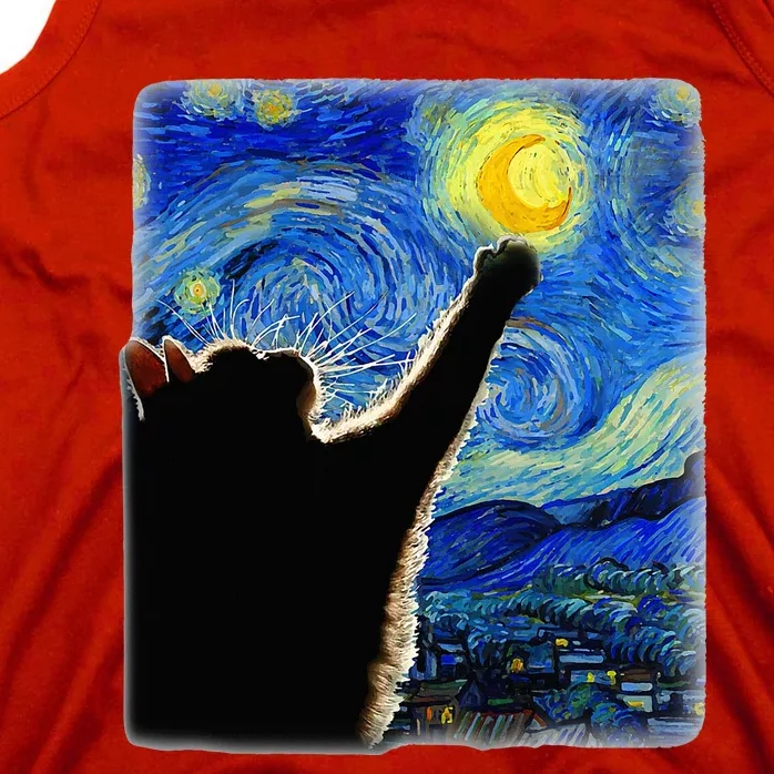 Van Gogh Starry Night Cat Tank Top