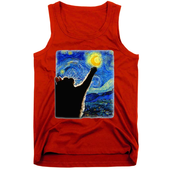 Van Gogh Starry Night Cat Tank Top