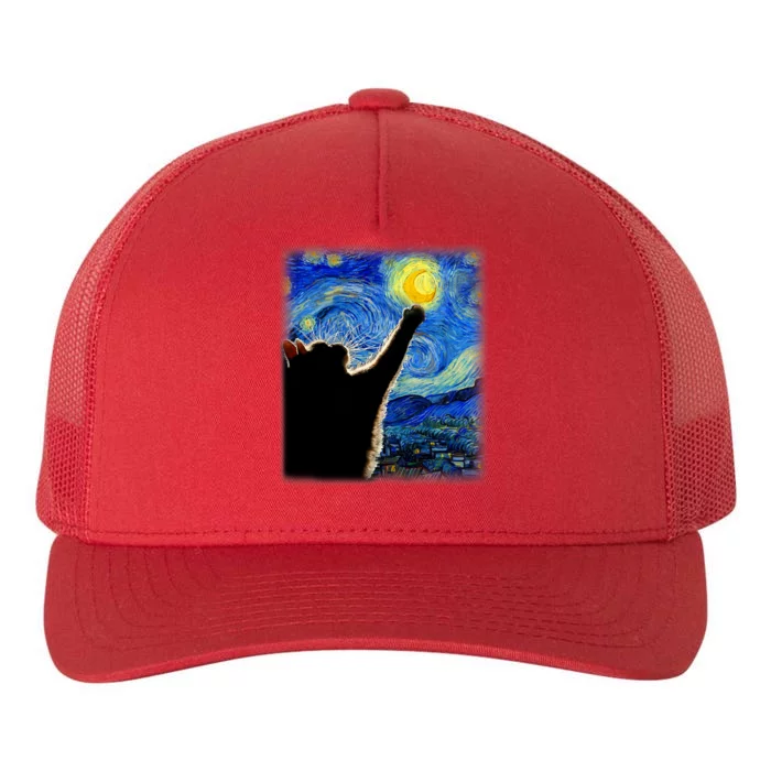 Van Gogh Starry Night Cat Classic Fit Cat Lover/Mom/Dad Gift Black Yupoong Adult 5-Panel Trucker Hat