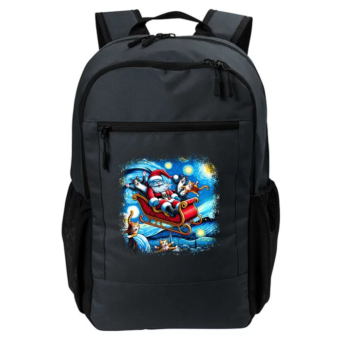 Van Gogh Starry Night Santa Christmas Cats For Everybody Cool Gift Daily Commute Backpack