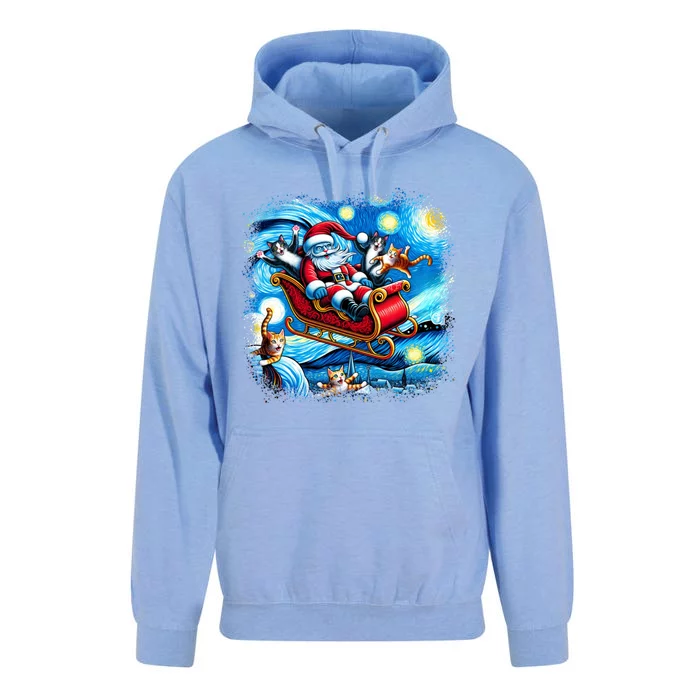 Van Gogh Starry Night Santa Christmas Cats For Everybody Cool Gift Unisex Surf Hoodie