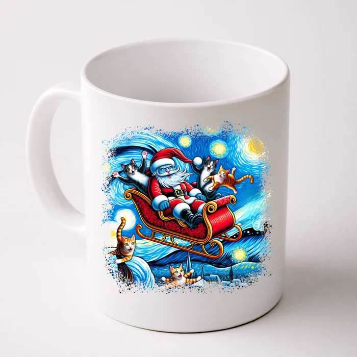 Van Gogh Starry Night Santa Christmas Cats For Everybody Cool Gift Front & Back Coffee Mug