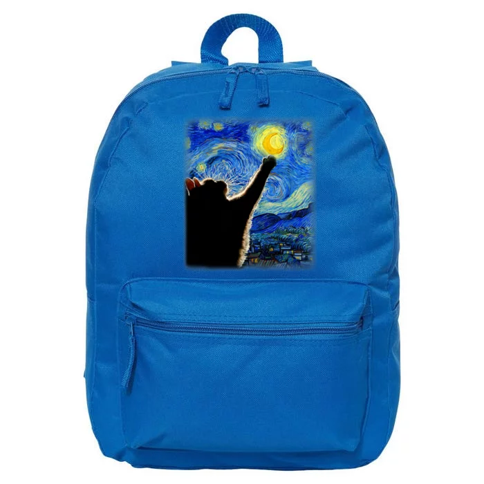 Van Gogh Starry Night Cat 16 in Basic Backpack