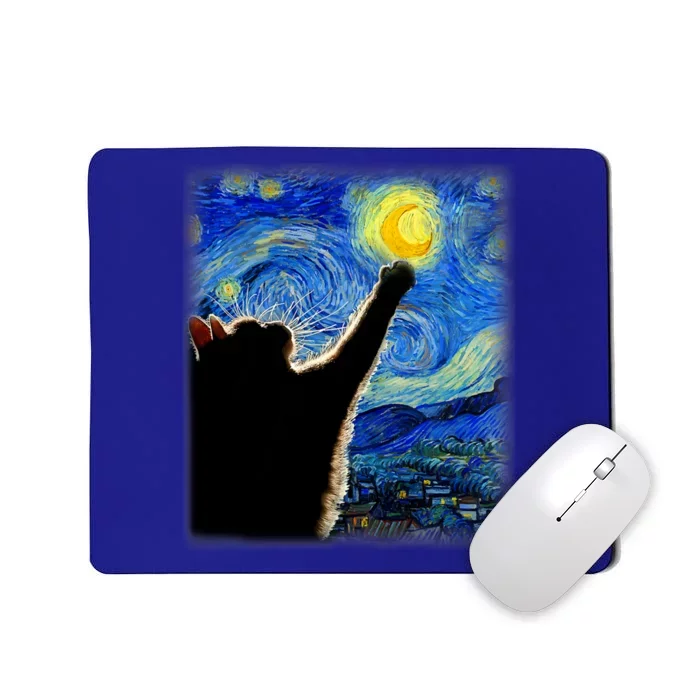 Van Gogh Starry Night Cat Mousepad