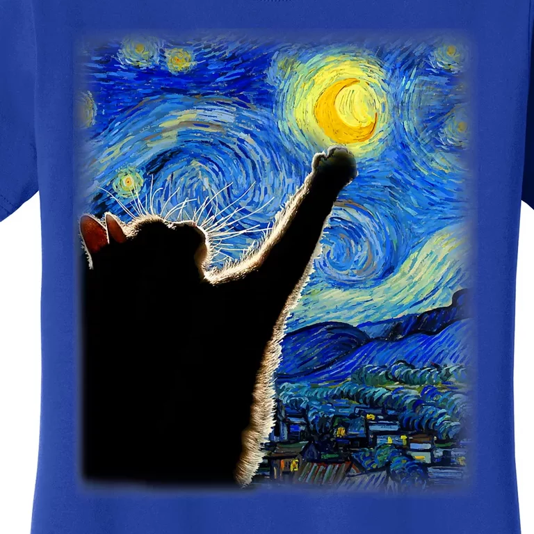 Van Gogh Starry Night Cat Women's T-Shirt