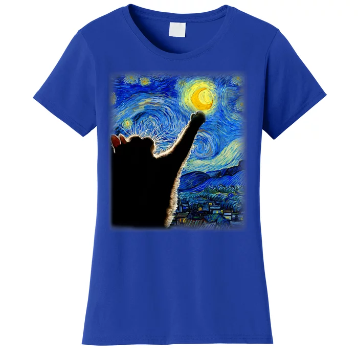 Van Gogh Starry Night Cat Women's T-Shirt