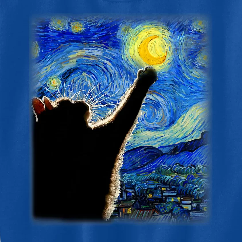 Van Gogh Starry Night Cat Kids Sweatshirt