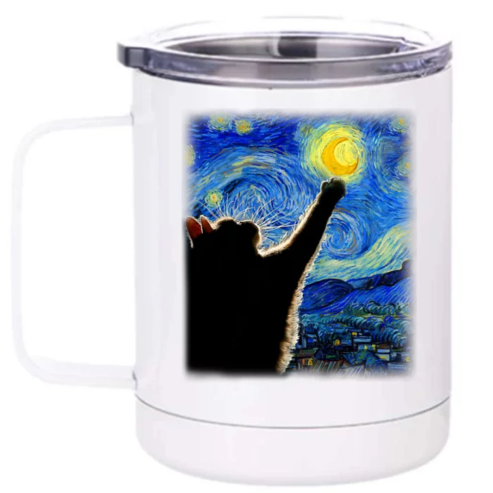 Van Gogh Starry Night Cat Front & Back 12oz Stainless Steel Tumbler Cup