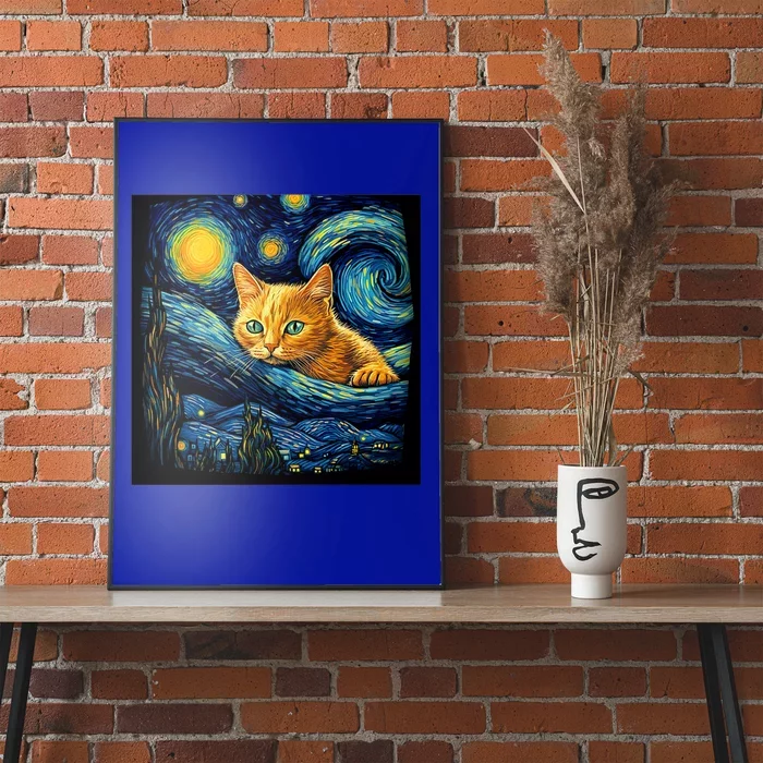 Van Gogh Starry Night Cat For Cat Lover Cat Mom And Cat Dad Poster