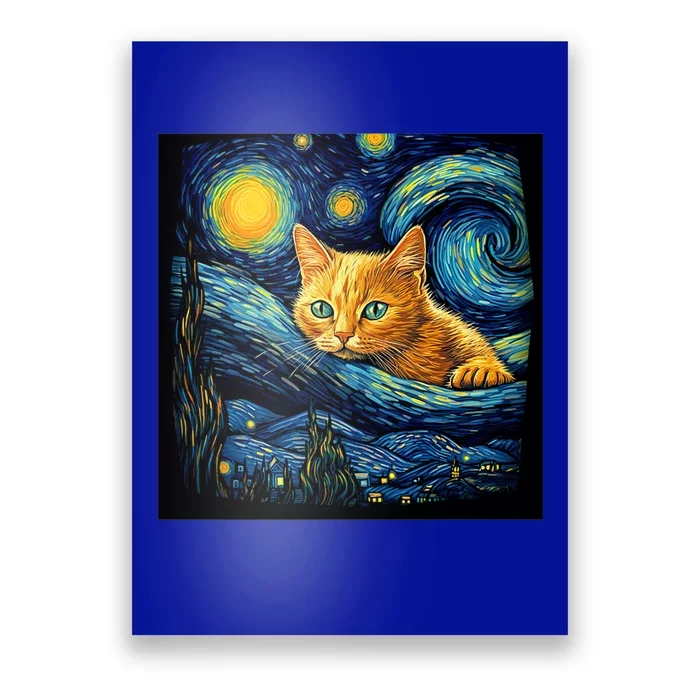 Van Gogh Starry Night Cat For Cat Lover Cat Mom And Cat Dad Poster