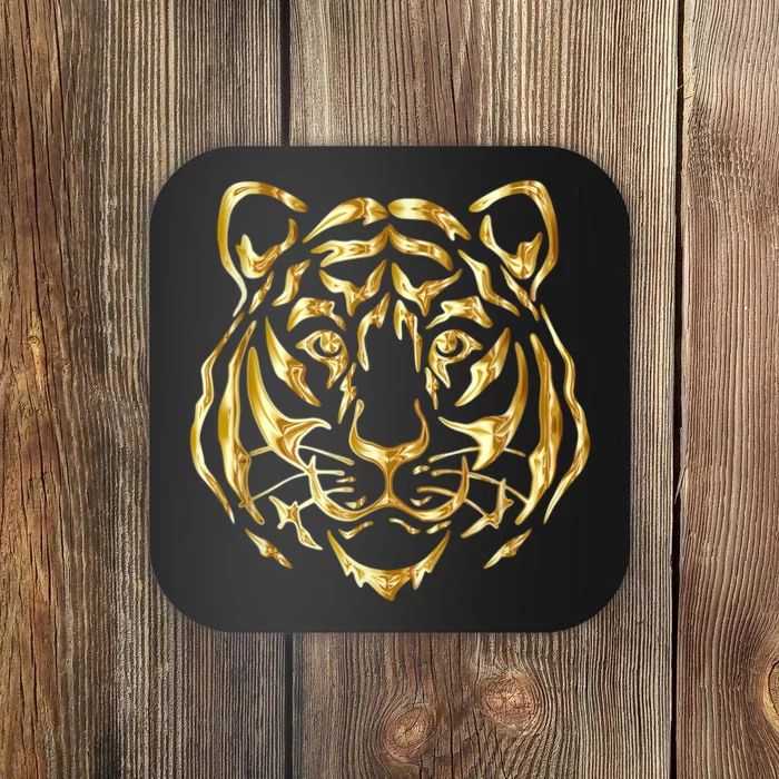 Vintage Golden Tiger Cool Face Coaster