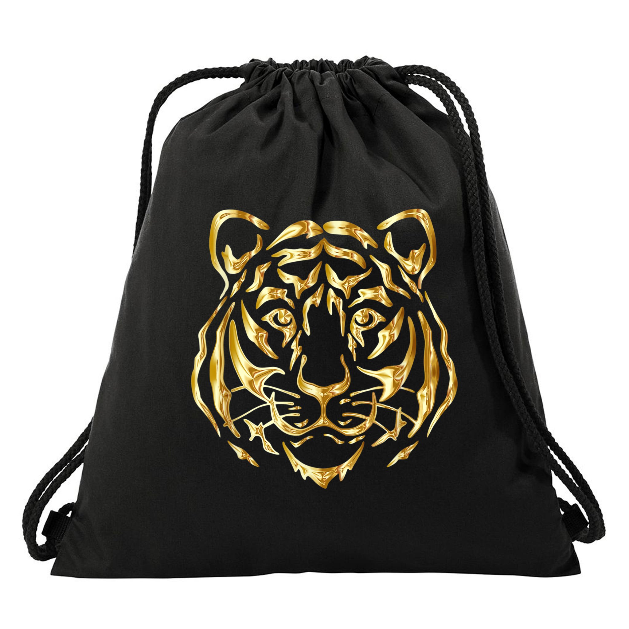 Vintage Golden Tiger Cool Face Drawstring Bag | TeeShirtPalace