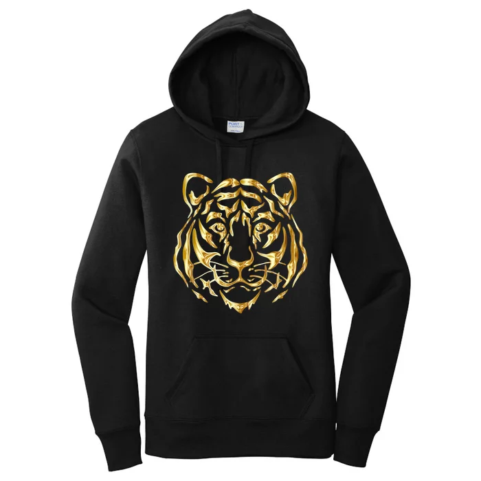 Vintage Golden Tiger Cool Face Women's Pullover Hoodie