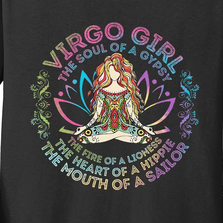 Virgo Girl The Soul Of A Gypsy Birthday Hippie Soul Kids Long Sleeve Shirt