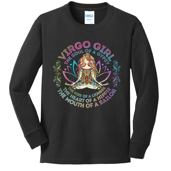 Virgo Girl The Soul Of A Gypsy Birthday Hippie Soul Kids Long Sleeve Shirt