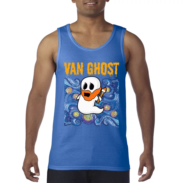 Van Ghost Teacher Halloween Van Gogh Starry Night Tank Top