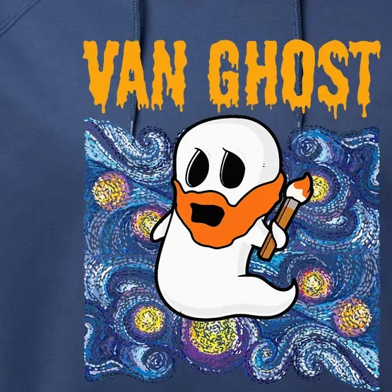 Van Ghost Teacher Halloween Van Gogh Starry Night Performance Fleece Hoodie