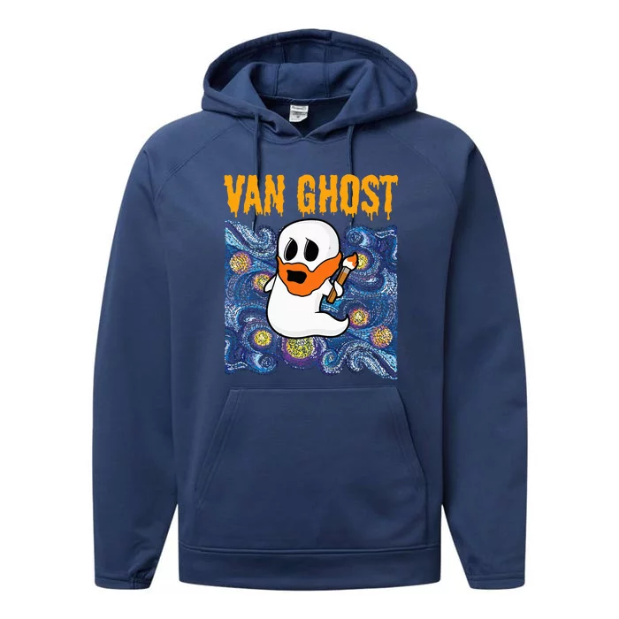 Van Ghost Teacher Halloween Van Gogh Starry Night Performance Fleece Hoodie