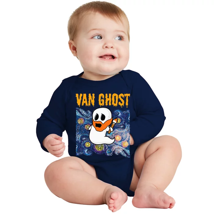 Van Ghost Teacher Halloween Van Gogh Starry Night Baby Long Sleeve Bodysuit