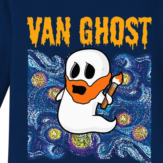 Van Ghost Teacher Halloween Van Gogh Starry Night Baby Long Sleeve Bodysuit