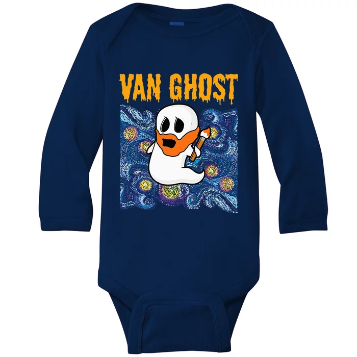 Van Ghost Teacher Halloween Van Gogh Starry Night Baby Long Sleeve Bodysuit