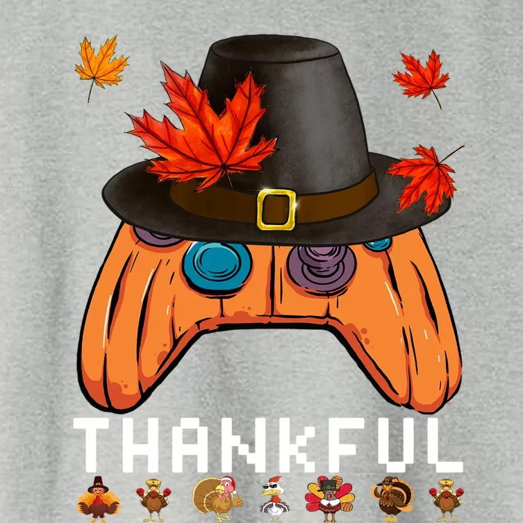 Video Game Thanksgiving Pumpkin Gamer Thankful Autumn Gaming Gift Women's Crop Top Tee