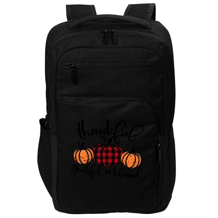 Vintage Grateful Thankful Blessed Pumpkin Fall Thanksgiving Gift Impact Tech Backpack