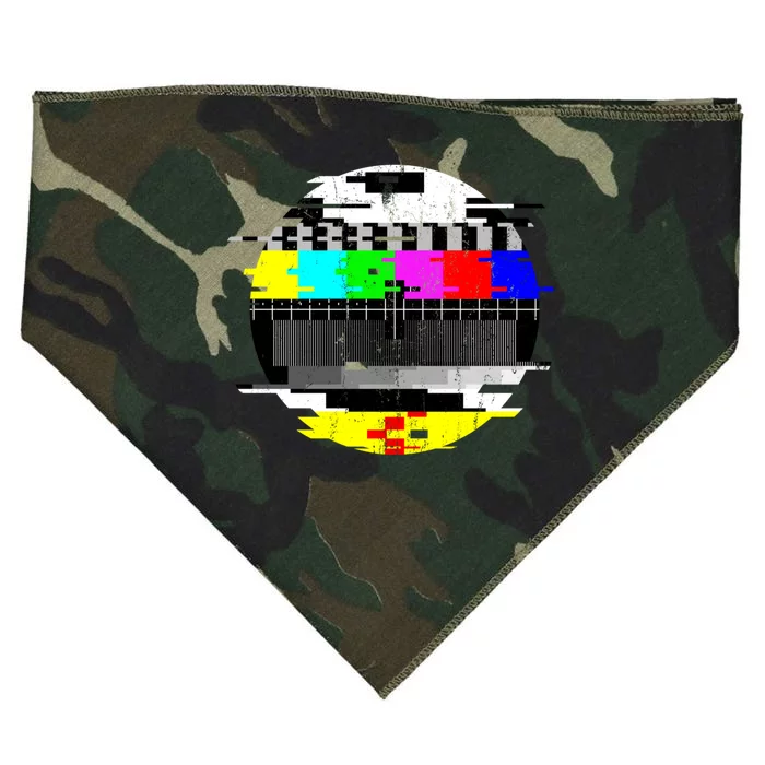 Vintage Glitched Tv Test Pattern Graphic Active USA-Made Doggie Bandana