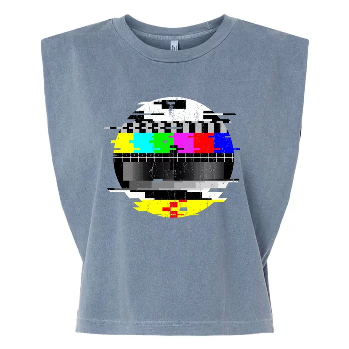 Vintage Glitched Tv Test Pattern Graphic Active Garment-Dyed Women's Muscle Tee