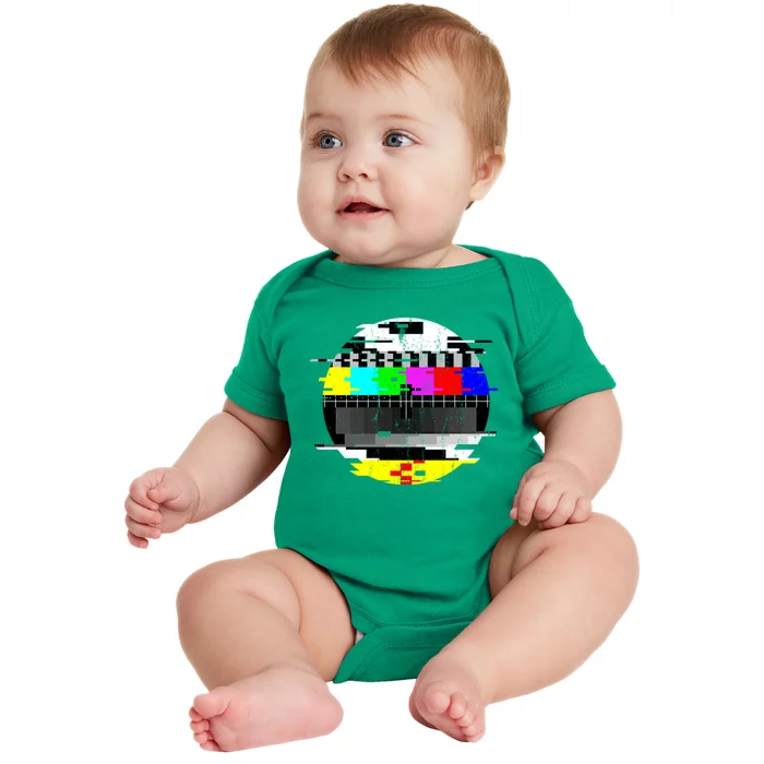 Vintage Glitched Tv Test Pattern Graphic Active Baby Bodysuit