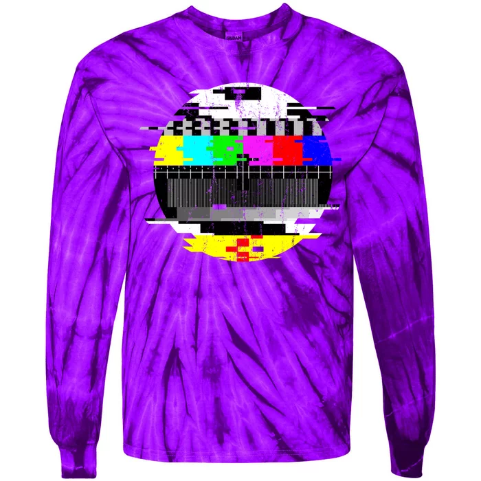 Vintage Glitched Tv Test Pattern Graphic Active Tie-Dye Long Sleeve Shirt