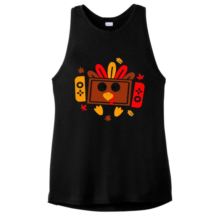 Video Games Thanksgiving Turkey Gamer Gaming Ladies Tri-Blend Wicking Tank