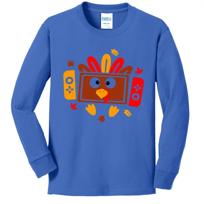 Video Games Thanksgiving Turkey Gamer Gaming Kids Long Sleeve Shirt