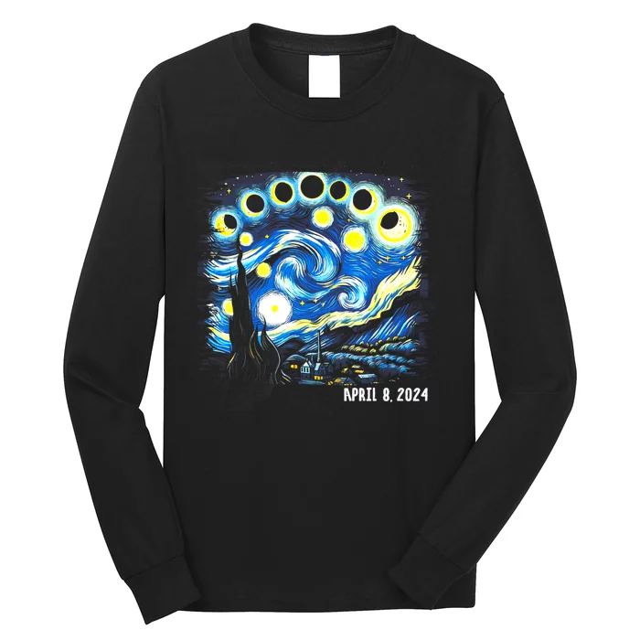 Van Gogh Total Solar Eclipse April 8th 2024 Long Sleeve Shirt