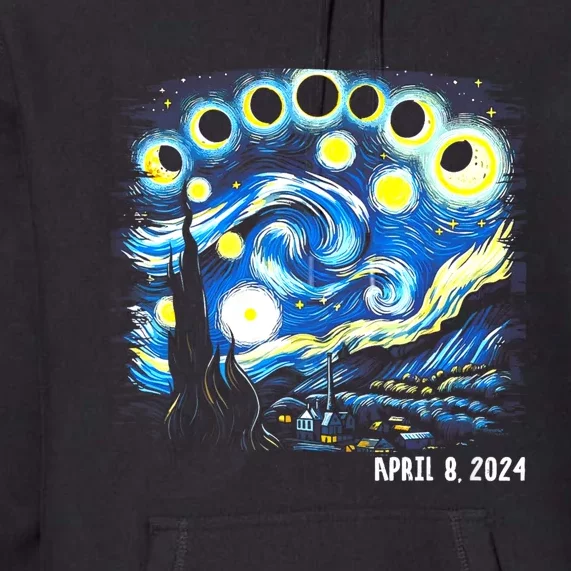 Van Gogh Total Solar Eclipse April 8th 2024 Premium Hoodie