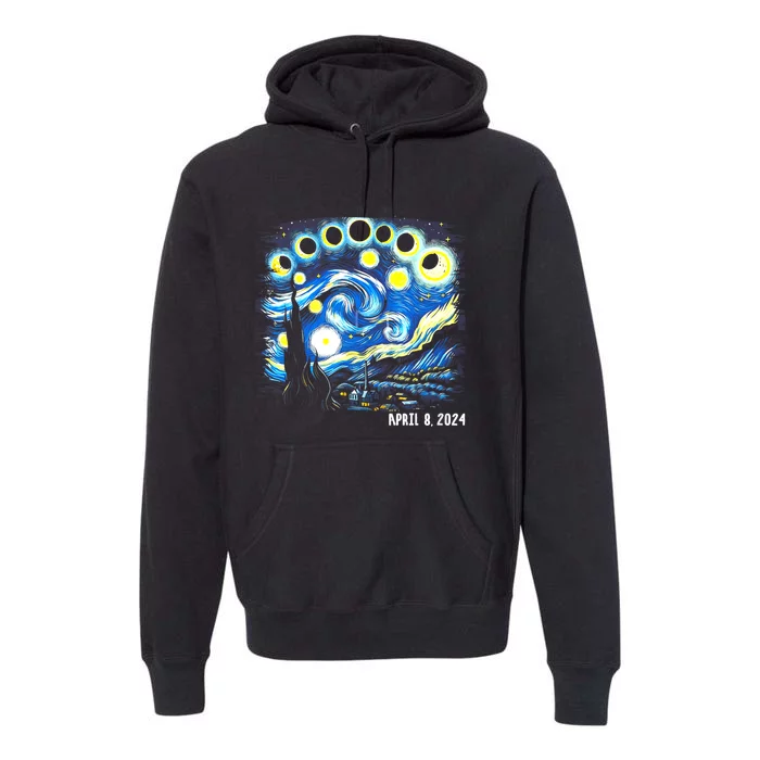 Van Gogh Total Solar Eclipse April 8th 2024 Premium Hoodie